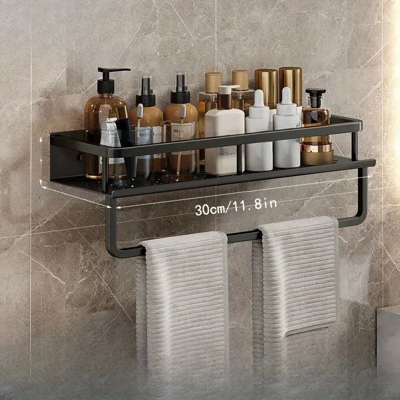 Black Shower Room Storage Rack - Toiletries Shelf Organizer for Bathroom Items, Everstock