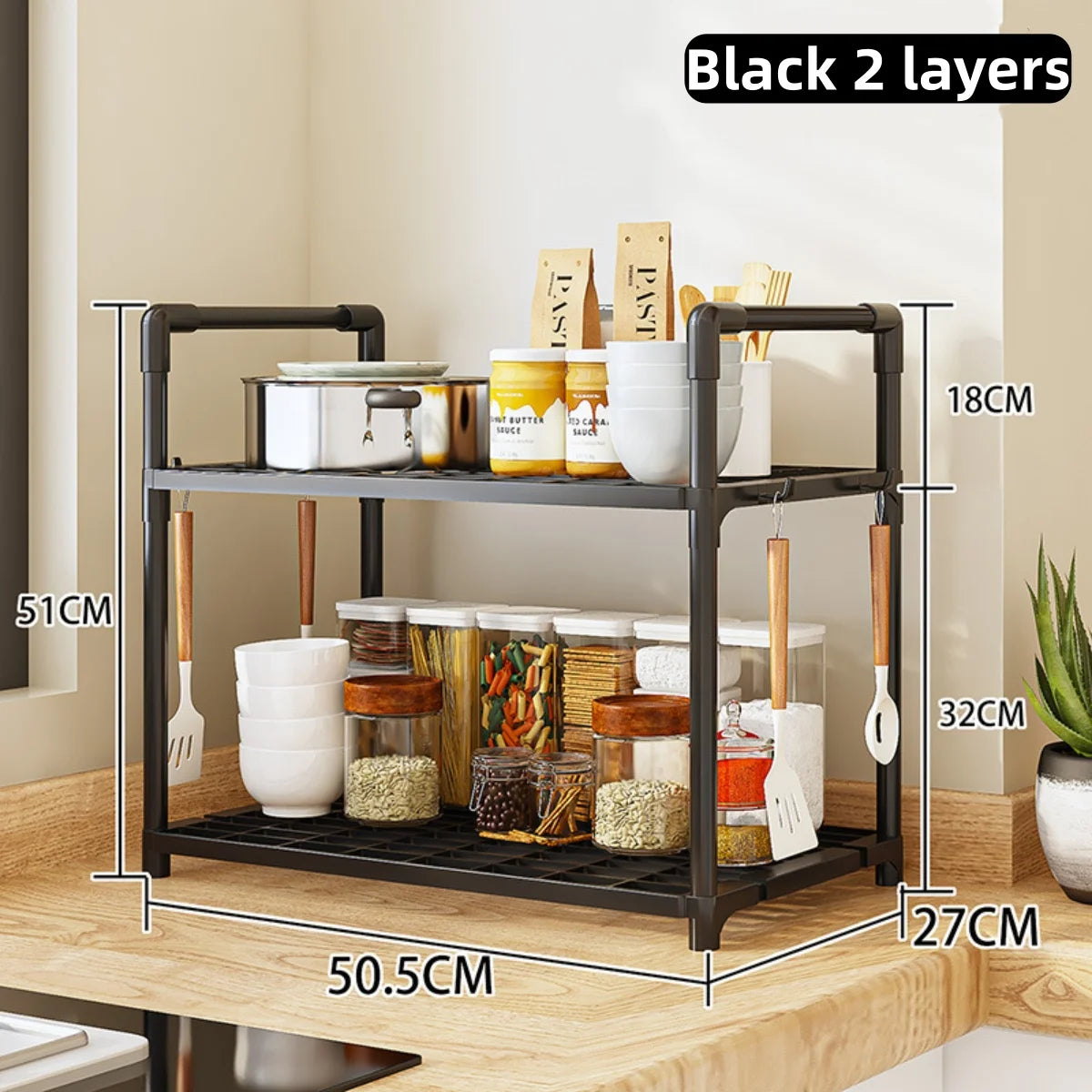 Multi-Tier Kitchen Storage Rack - Freestanding Floor Organizer Shelf for Pantry, Utility & Small Spaces, Everstock