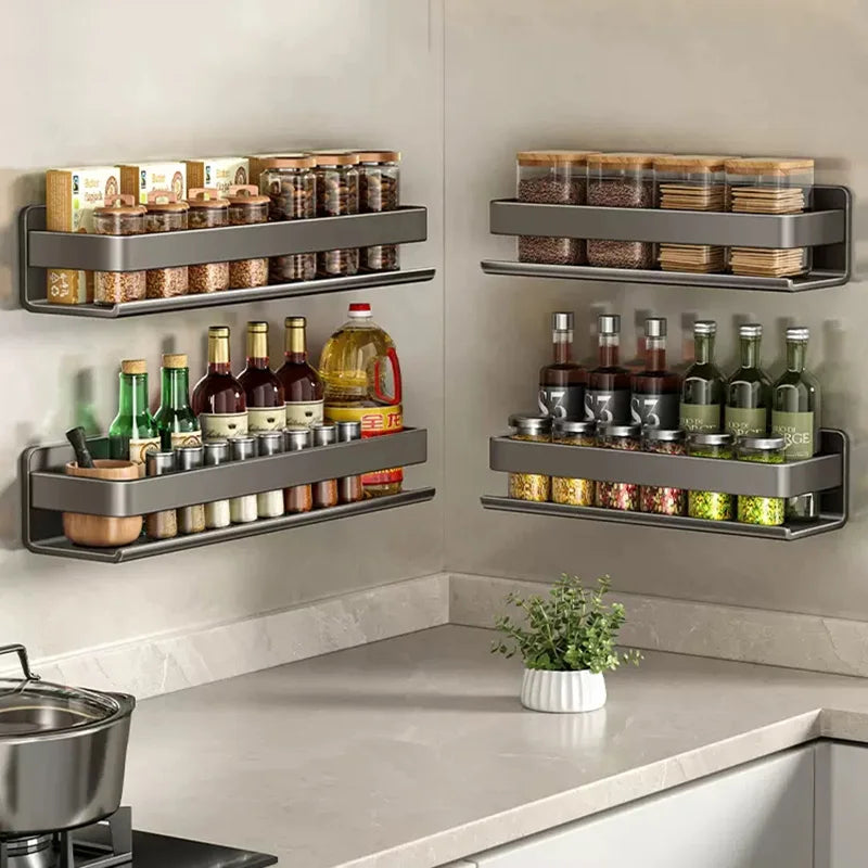 Gray Aluminum Wall-Mounted Shelf - Adjustable 30-50cm Shower Storage Rack for Bathroom, Everstock
