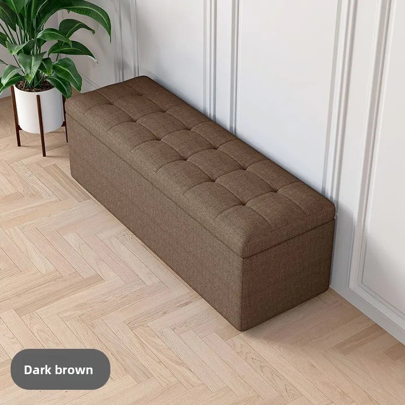 Storage Ottoman Bench with Lid - Linen Upholstered Seat in 80 to 120cm Lengths for Bedroom and Hallway, Everstock