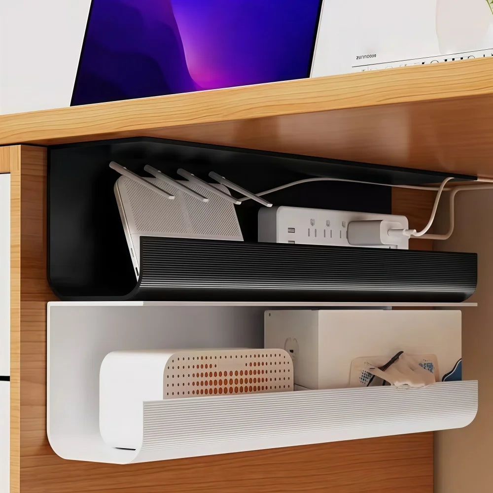 Self-Adhesive Under-Desk Cable Tray - No-Drill Cord Organizer for Desks and Sideboards, Everstock