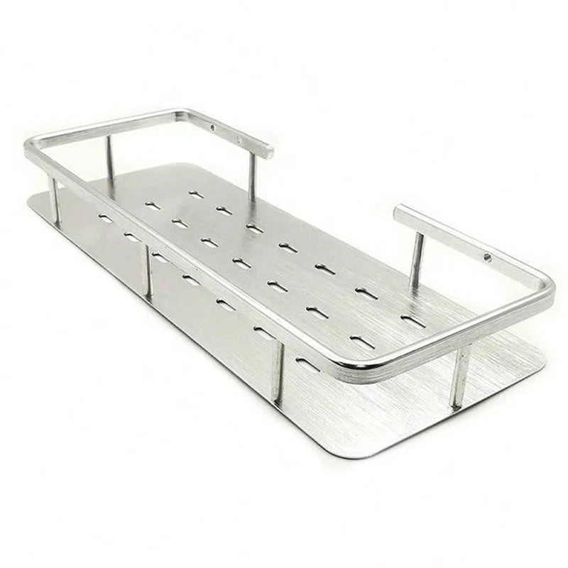 Silver Wall-Mounted Storage Shelf - Bathroom & Balcony Organizer, Everstock
