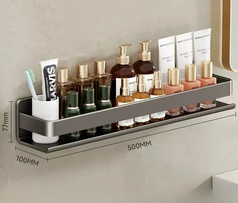 No-Drill Bathroom Shelf - Wall Mount Makeup & Shampoo Storage Rack for Kitchen & Bathroom, Everstock