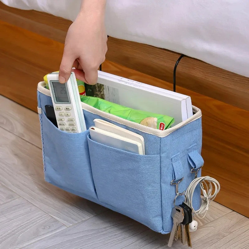 Bedside Hanging Storage Basket - Woven Cotton Bed Rail Caddy for Books, Phones and Bunk Beds, Everstock