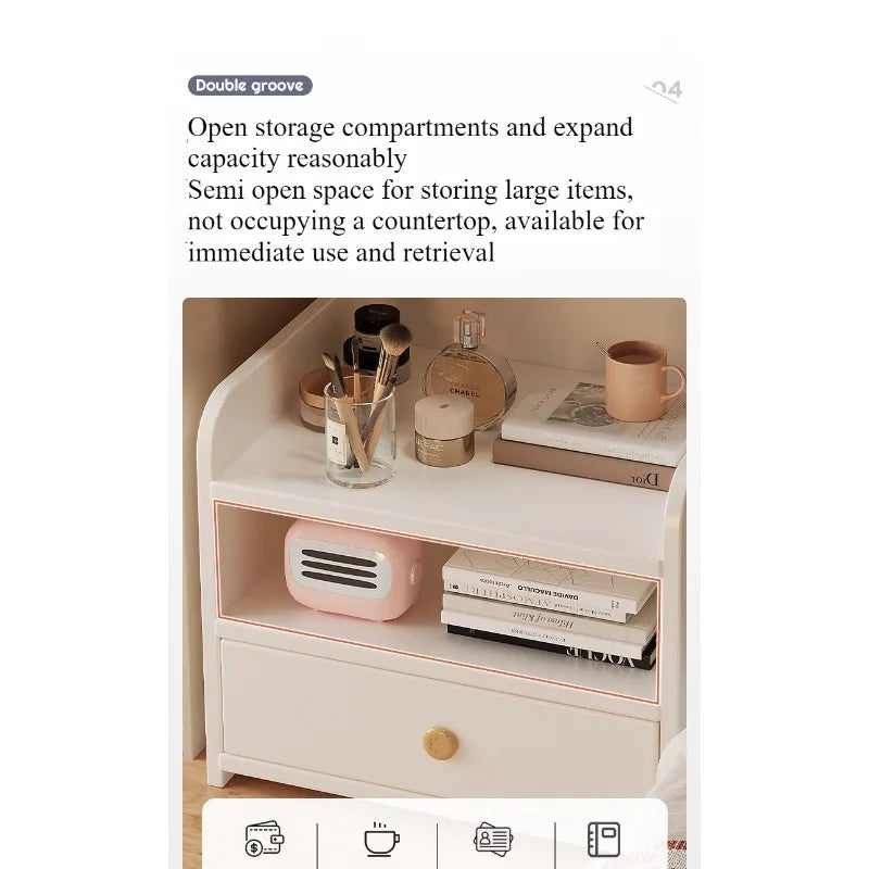 Bedside Storage Cabinet - Wooden Nightstand with Enclosed Compartment for Small and Rental Bedrooms, Everstock