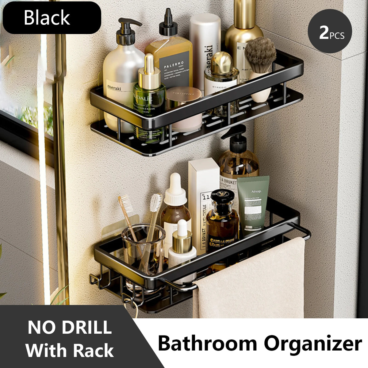 Stainless Steel Shower Rack - Anti-Rust Suction Cup Storage Organizer for Bathroom, Everstock