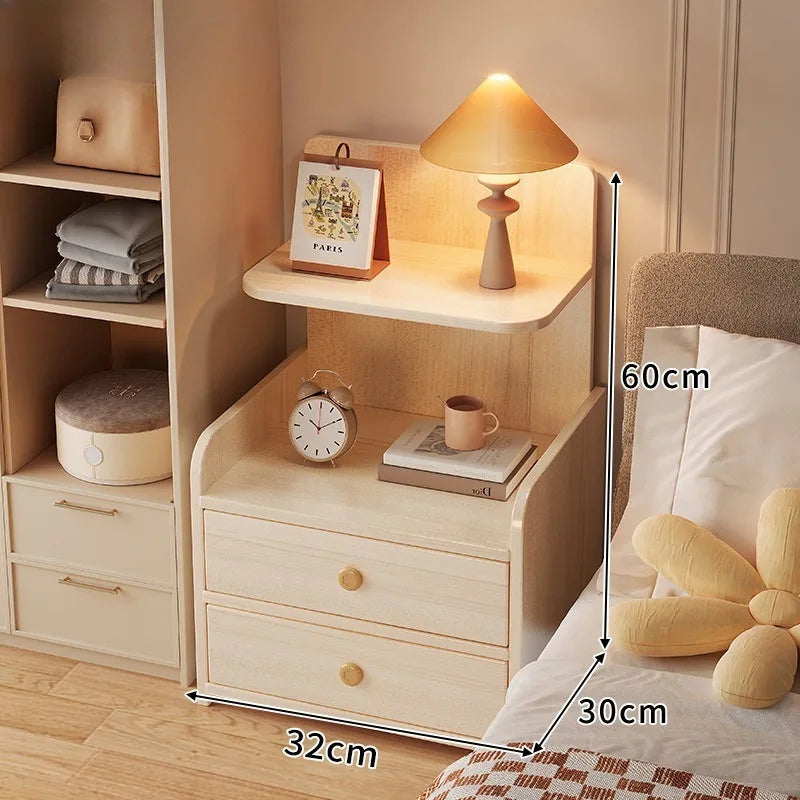 Bedside Storage Cabinet - Wooden Nightstand with Enclosed Compartment for Small and Rental Bedrooms, Everstock