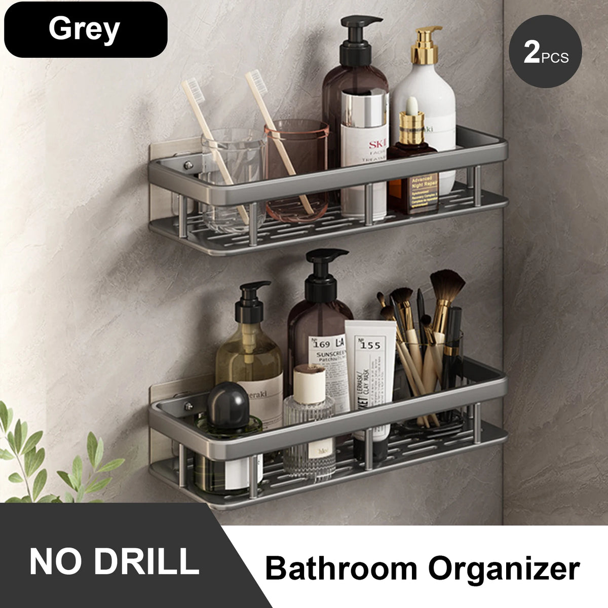 Stainless Steel Shower Rack - Anti-Rust Suction Cup Storage Organizer for Bathroom, Everstock
