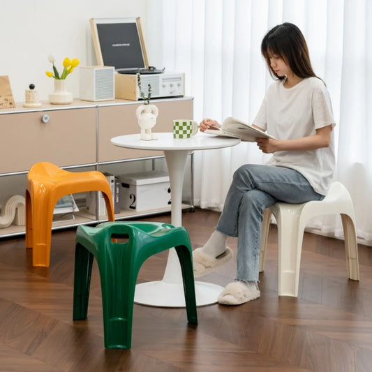 Nordic ABS Ottoman Stool - Stackable Low Shoe Changing Stool and Footrest for Entryway and Living Room, Everstock