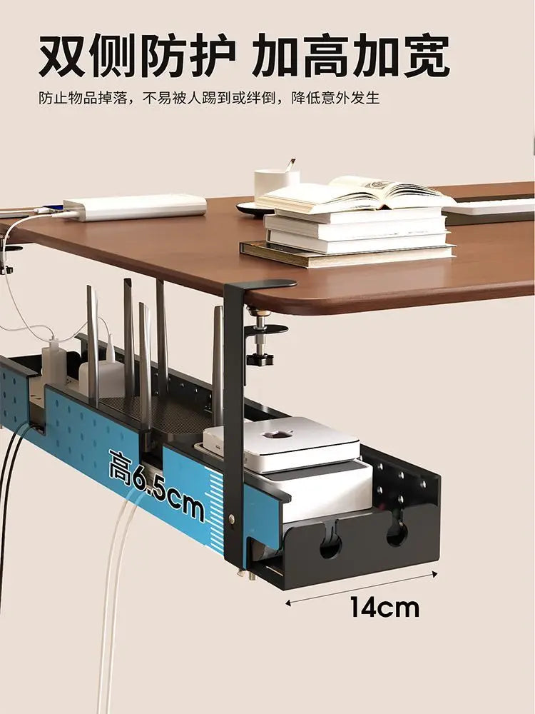 Metal Under-Desk Cable Tray - Clamp-On No-Drill Cord Organizer for Power Strips and Desk Accessories, Everstock