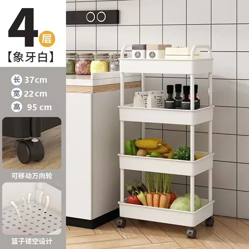 Multi-Layer Rolling Storage Cart - Mobile Trolley Rack for Bathroom, Kitchen & Bedroom Floor Storage, Everstock