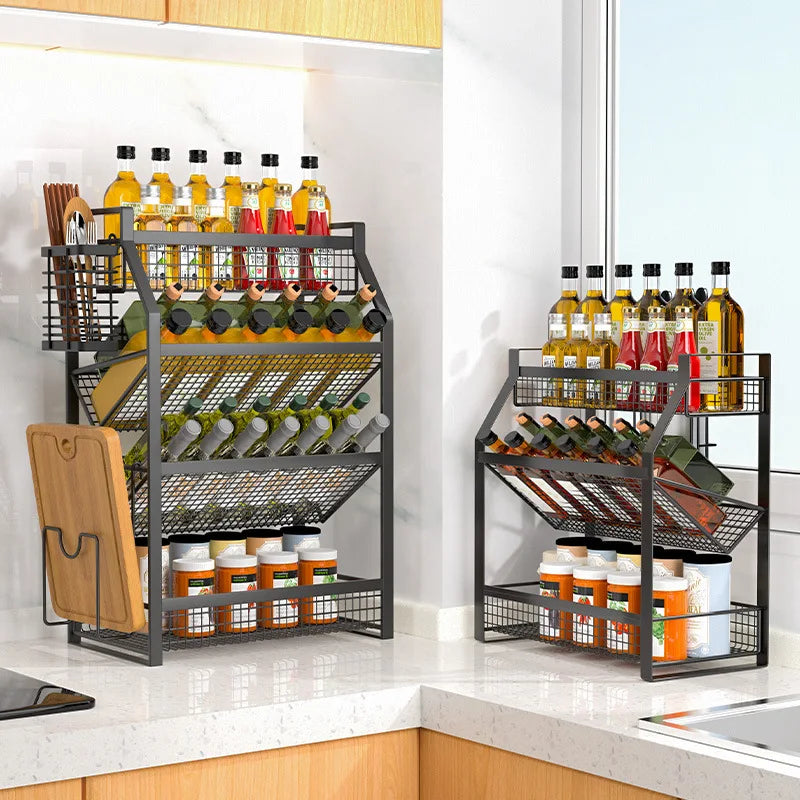 Spice Rack Drawer Organizer - Multi-Tier Metal Basket Shelf for Countertop, Pantry & Under-Sink Storage, Everstock