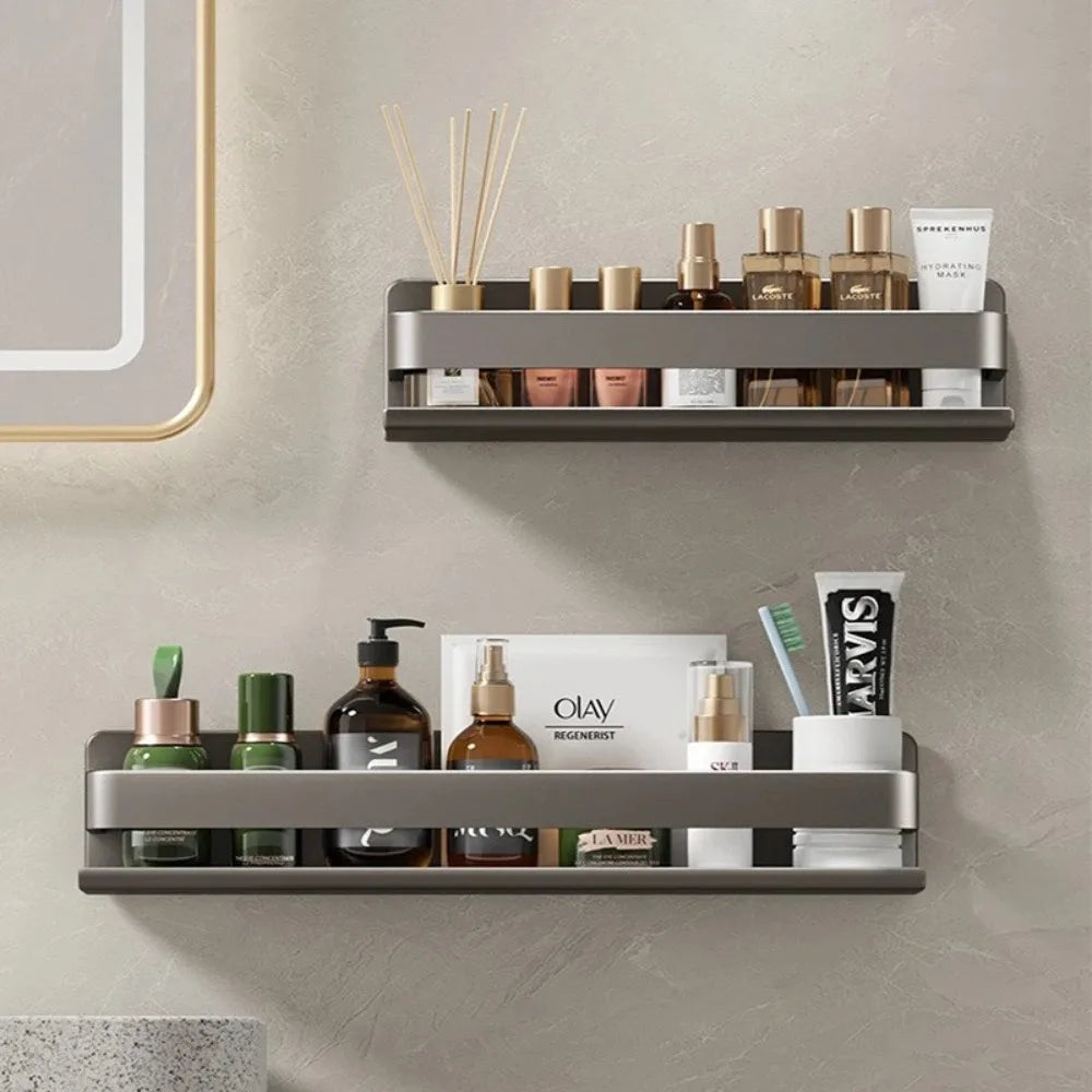 No-Drill Bathroom Shelf - Wall Mount Makeup & Shampoo Storage Rack for Kitchen & Bathroom, Everstock