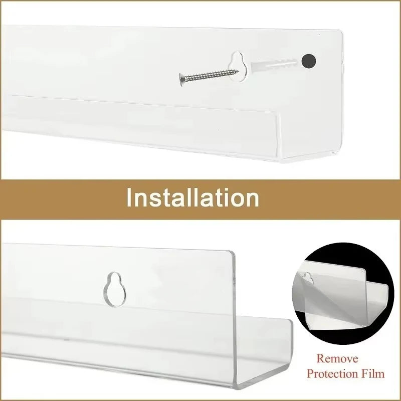 Acrylic Album Wall Ledge 2 Pack - Clear Record Display Shelves for Vinyl, CDs and Art Books, Everstock
