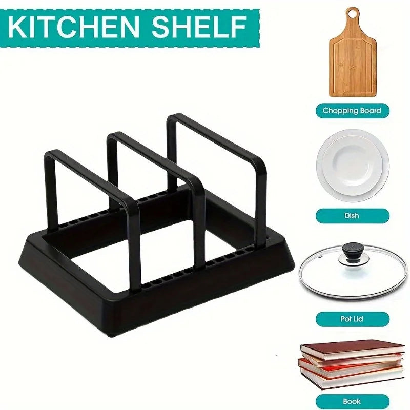 Pot Lid Organizer Rack - 3-in-1 Drying Tray for Pans, Lids & Cutting Boards, Kitchen Countertop Storage, Everstock