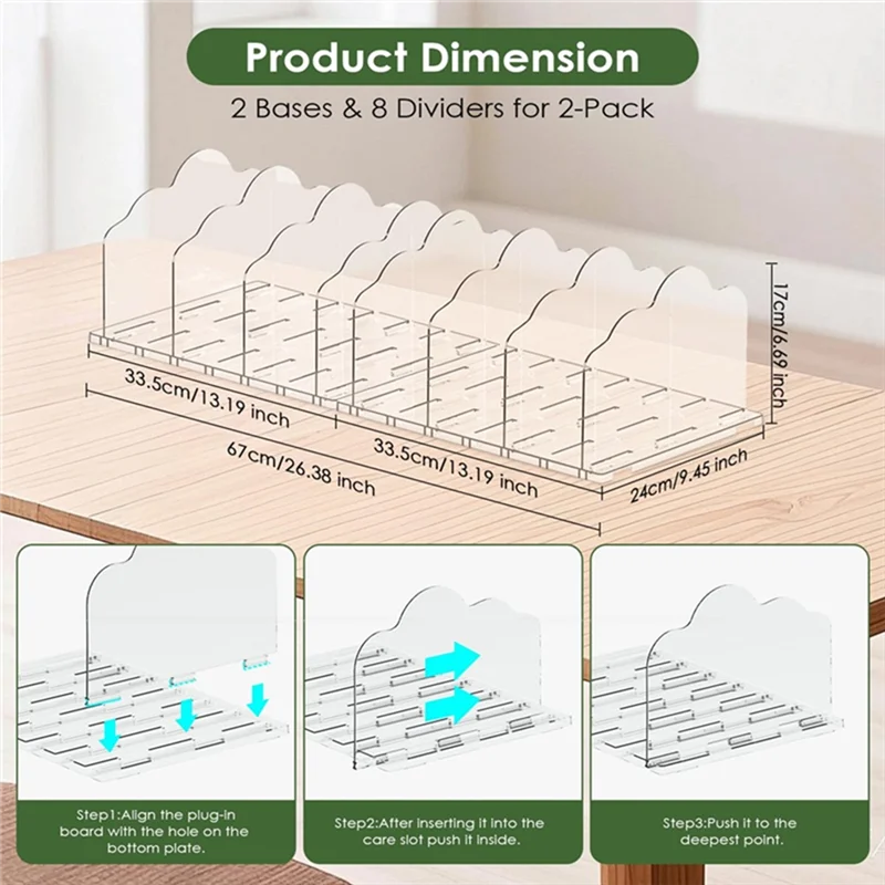 Purse Organizer for Closet - Adjustable Clear Shelf Divider for Handbag & Bag Storage, Bedroom & Office, Everstock