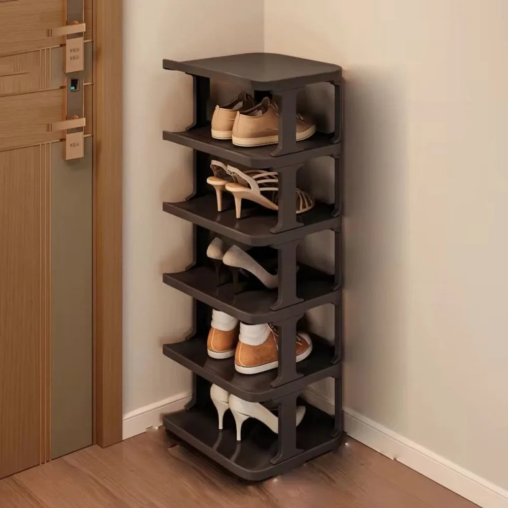 Removable Vertical Shoe Rack - Stackable 2 to 8 Layer Plastic Shoe Organizer with Open Shelves, Everstock