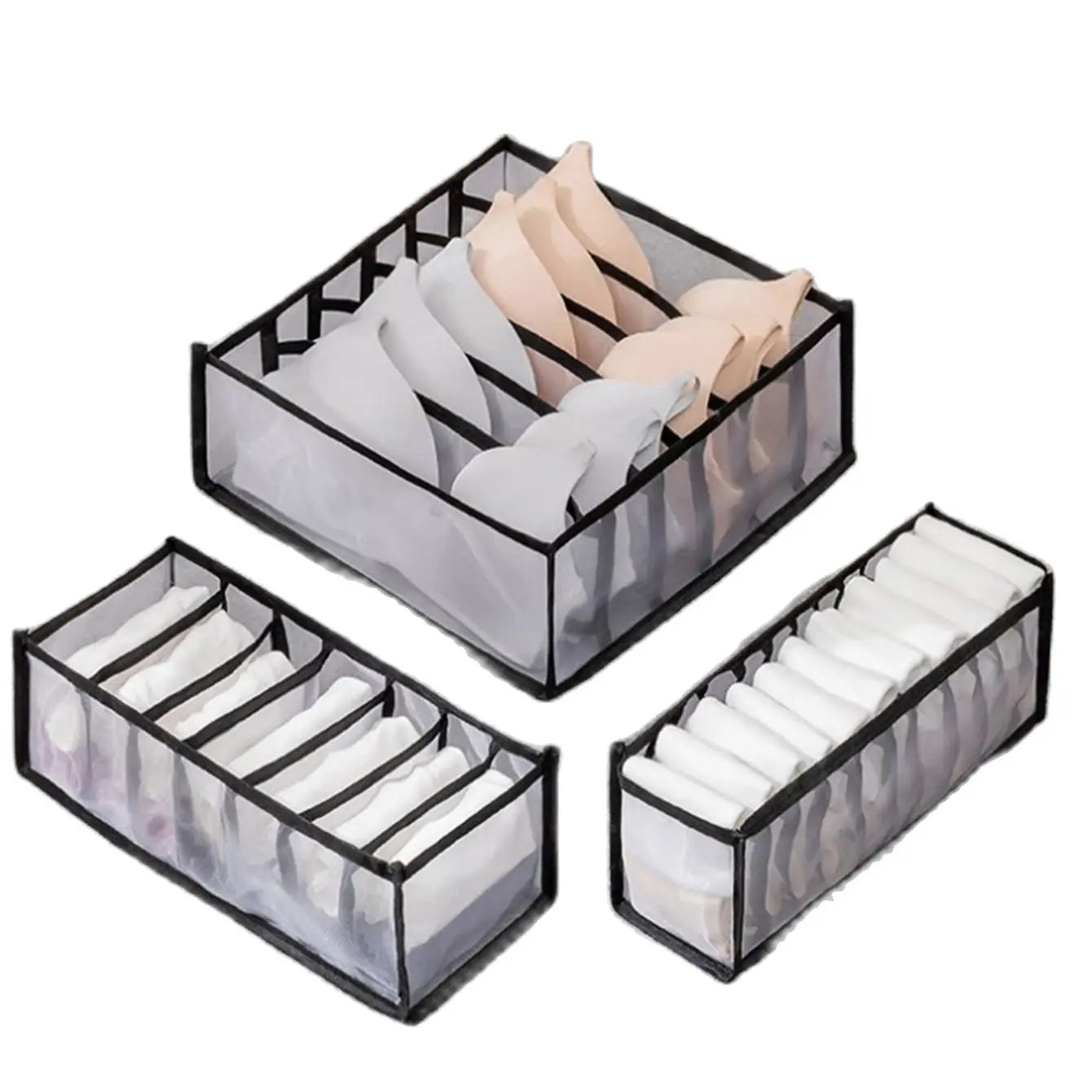 Closet Sock & Underwear Organizer - 7/9/11 Grid Foldable Drawer Storage Box for Jeans & Bras, Everstock