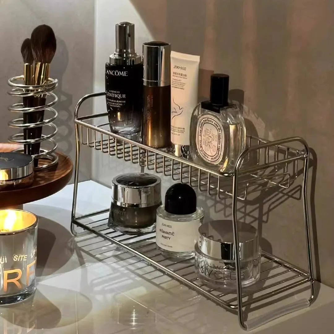Countertop Cosmetic Storage Basket - Iron Rack for Dressing Table & Bathroom Organization, Everstock