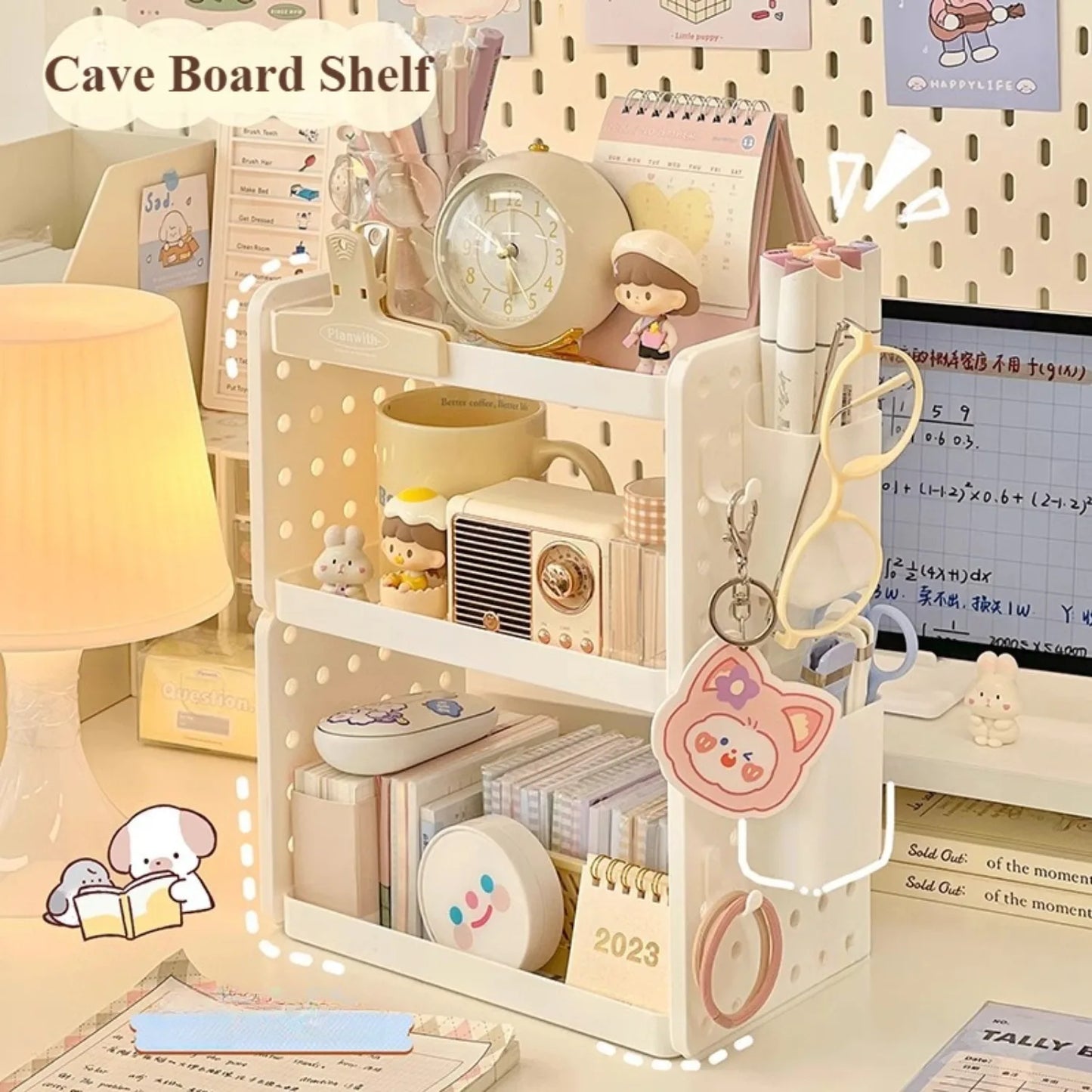 3-Tier Desktop Organizer - Pegboard Shelf & Pen Holder for Office & Home Desks, Everstock