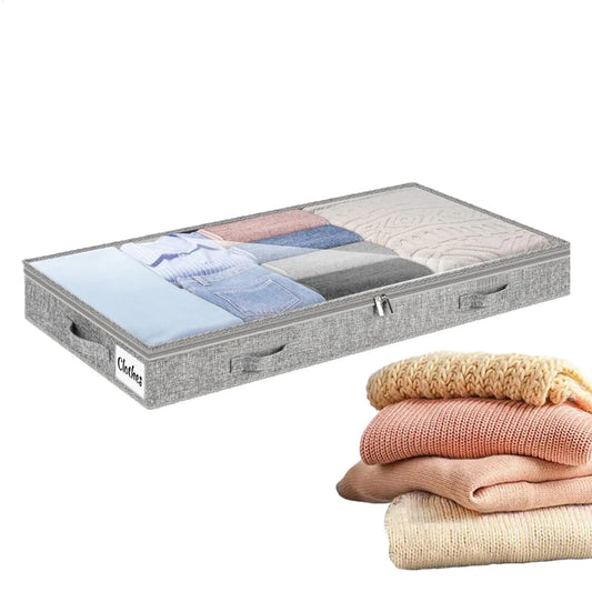 Under-Bed Storage Bag with Compartments - 39 inch Non-Woven Bin for Quilts, Comforters and Sweaters, Everstock