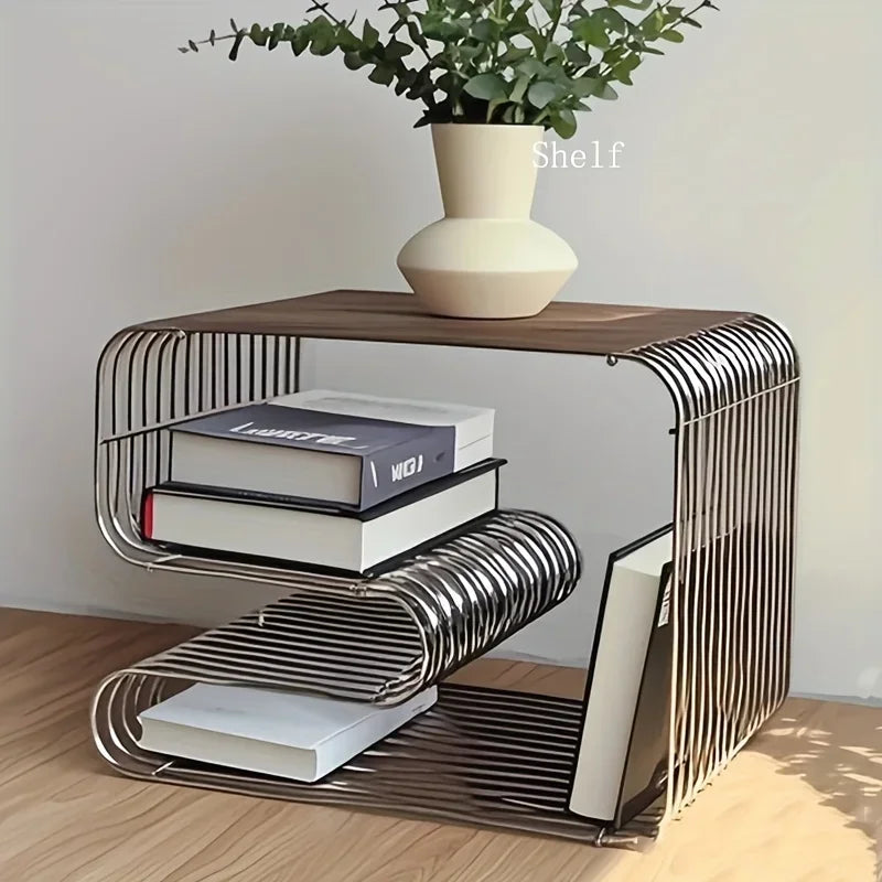 Wall-Mounted Metal Bookshelf - Geometric Open Frame Magazine Rack and Display Shelf for Living Room Walls, Everstock