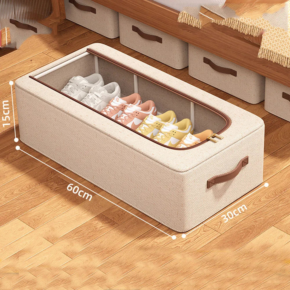 Foldable Shoe & Hat Storage Bins - Stackable Under-Bed Organizer for Closet Clothes Storage, Everstock