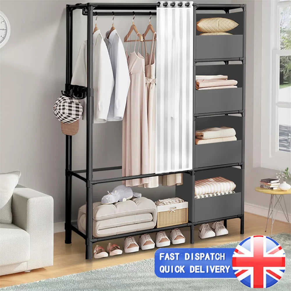 Closet Clothes Rail - Heavy Duty 19mm Steel Garment Rack with 160cm Hanging Area for Wardrobe Storage, Everstock