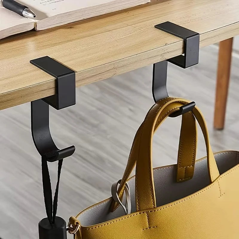 Under-Desk Hook Organizer - Anti-Slip Iron Bag Hanger in Black or White for Desk Edges and Office Use, Everstock