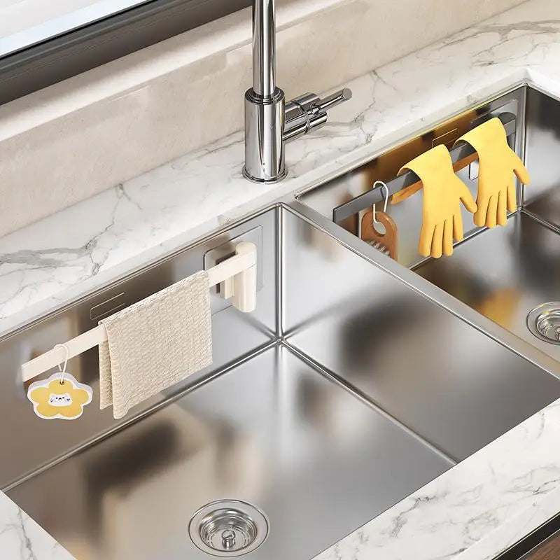 Dishcloth Holder Organizer - Wall-Mounted Rotating Drainage Rack for Sponges, Towels & Cleaning Cloths, Everstock