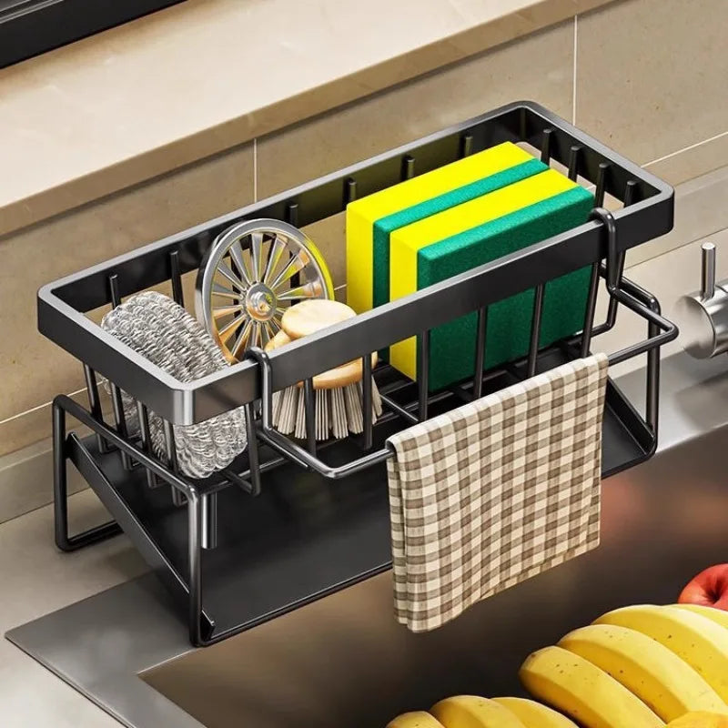 Sponge Holder Sink Organizer - Draining Rack with Hanging Hook for Dish Cloths & Scrubbers, Kitchen Sink, Everstock