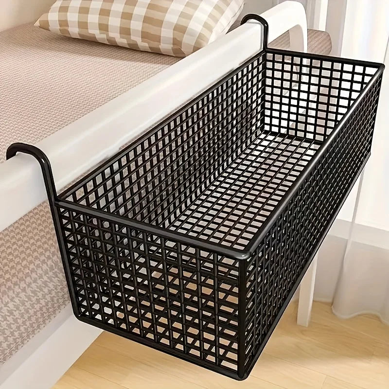 Iron Bedside Storage Basket - Metal Hanging Caddy for Bed Frames, Dorm Doors and Under-Bed Rails, Everstock