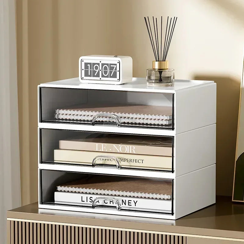 Desk Organizer with 4 Drawers - Plastic Stationery and Makeup Storage Box with 4 Open Compartments for a Desktop, Everstock