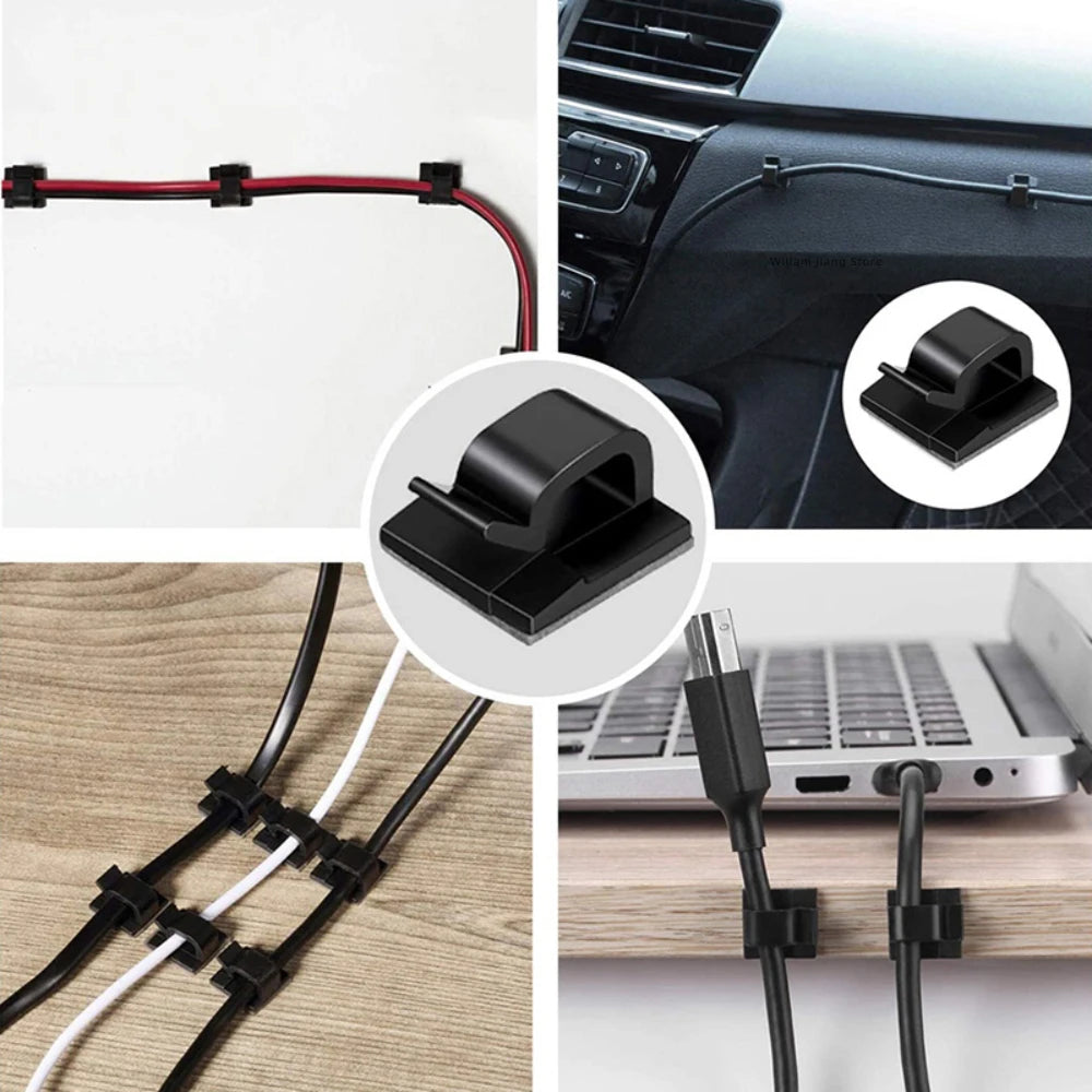 Cable Management Clips - Self-Adhesive Cord Holders and Wire Clamps for Desk Edge, Wall and Under-Desk Runs, Everstock