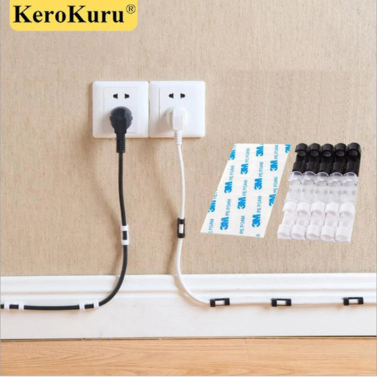 Cable Clips Set - Acrylic and ABS Resin Cord Holders in Two Sizes for Desk, Wall, Tile and Glass, Everstock