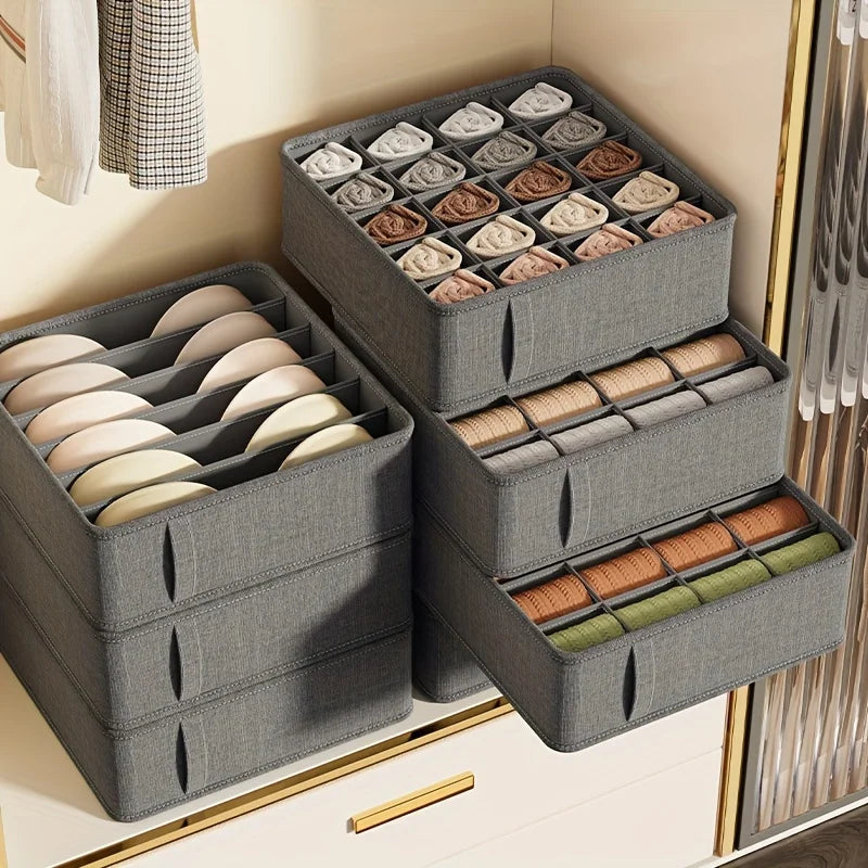 Underwear Drawer Organizer - Foldable Cloth Storage Box for Socks, Bras, Belts & Ties, Bedroom Wardrobe, Everstock