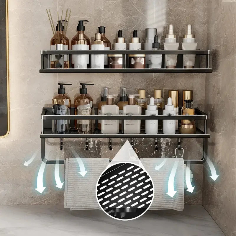 Black Shower Room Storage Rack - Toiletries Shelf Organizer for Bathroom Items, Everstock
