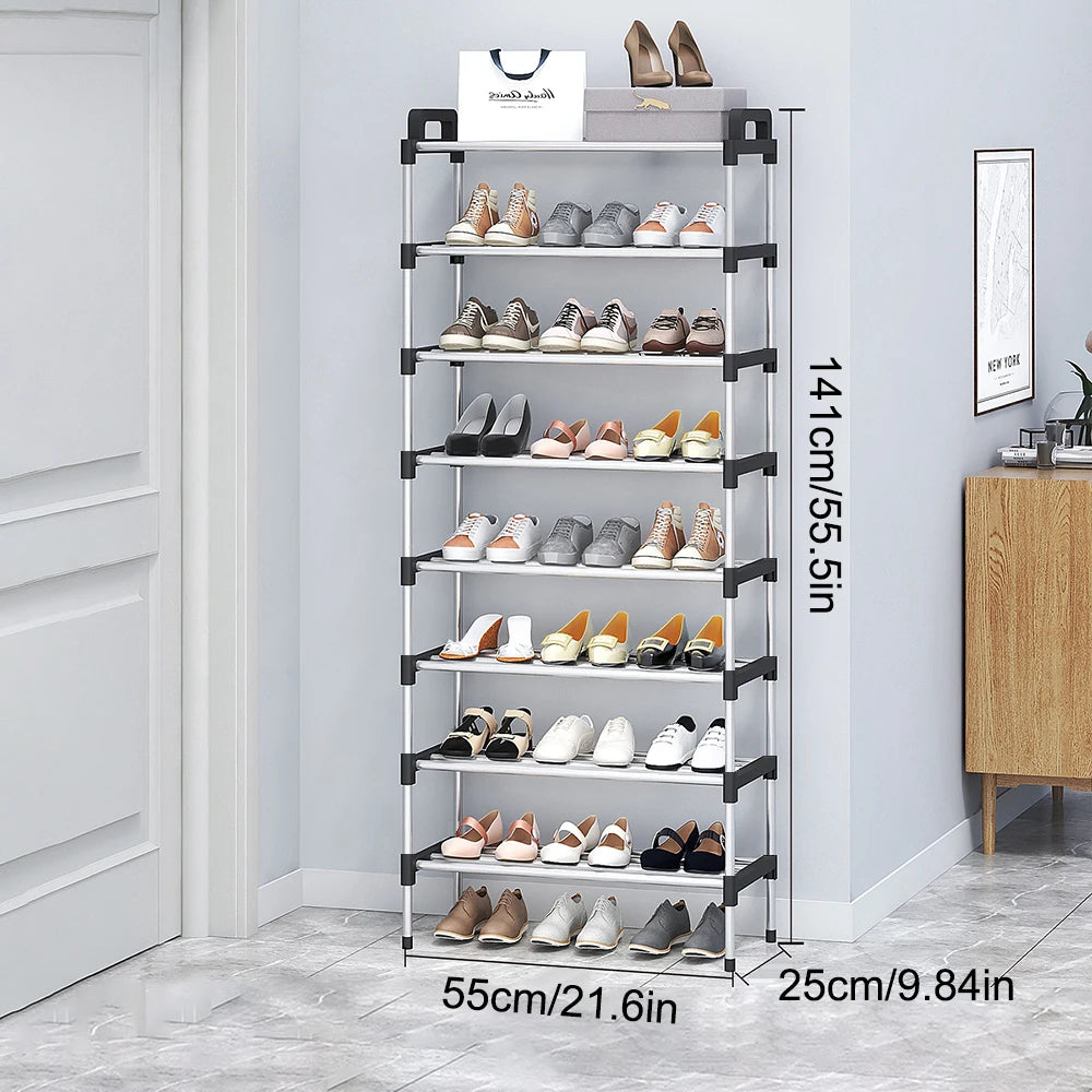 Multi-Layer Shoe Rack - Enclosed Plastic Shoe Cabinet with Dustproof Panels for Doorways and Hallways, Everstock