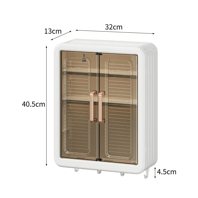 Wall-Mounted Storage Cabinet - No-Drill Hanging Rack with Magnetic Cabinet Door for Bathroom, Everstock