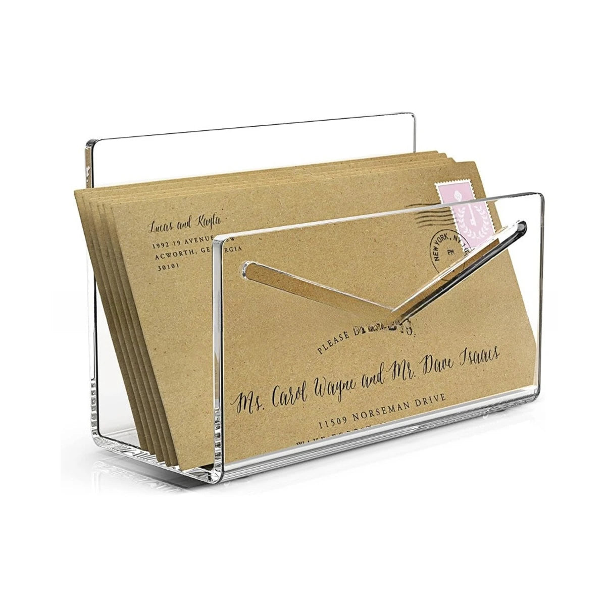 Acrylic Letter Sorter - Clear Desktop Mail Tray and File Holder for Envelopes, Documents and Post, Everstock