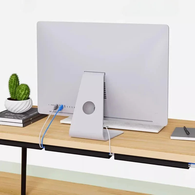 Desk Cable Tray - PVC Under-Desk Cord Raceway Channel with Adhesive Fixing, No Drilling, for Home Office, Everstock