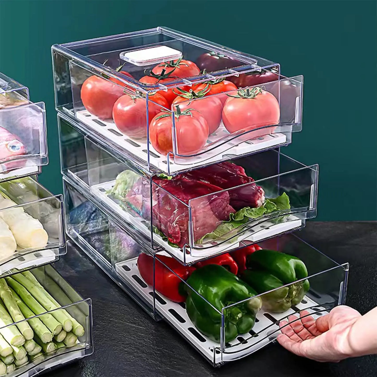 Stackable Refrigerator Organizer Bins - Reusable Fridge Storage Containers for Kitchen Drawers, Everstock