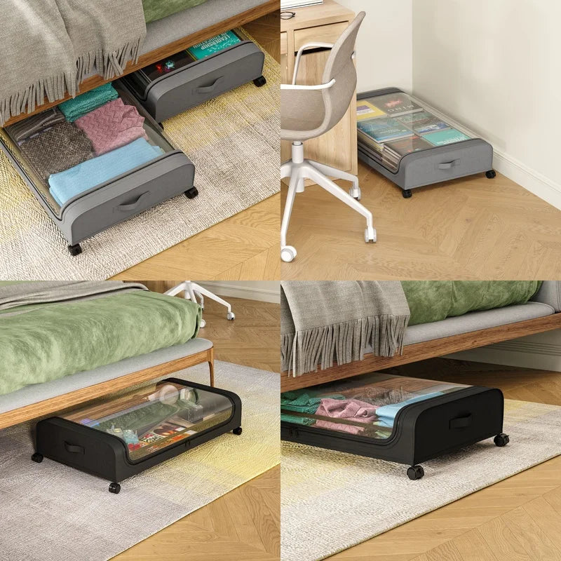 Under-Bed Storage Drawer with Wheels - Dust-Proof Rolling Box for Clothes and Shoes, Bedroom, Everstock