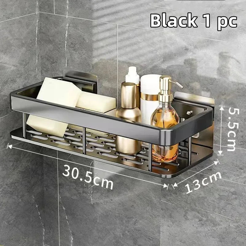 Aluminum Alloy Shower Shelf - No-Drill Shampoo Rack for Bathroom & Kitchen, Everstock