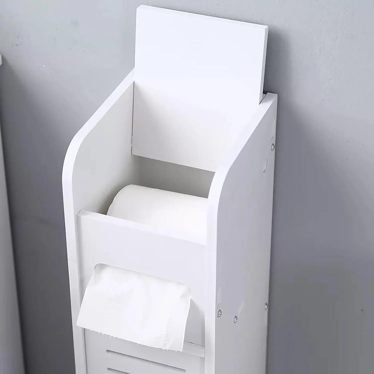 Slim Bathroom Storage Cabinet - Waterproof PVC 4-Tier Corner Unit for Toilet Paper, Towels and Toiletries, Everstock