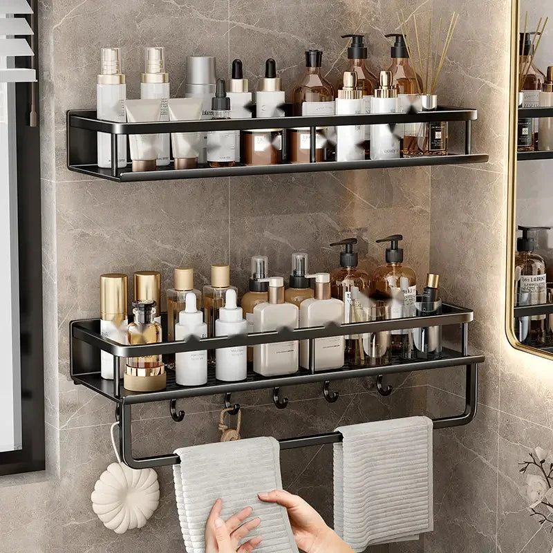 Black Shower Room Storage Rack - Toiletries Shelf Organizer for Bathroom Items, Everstock