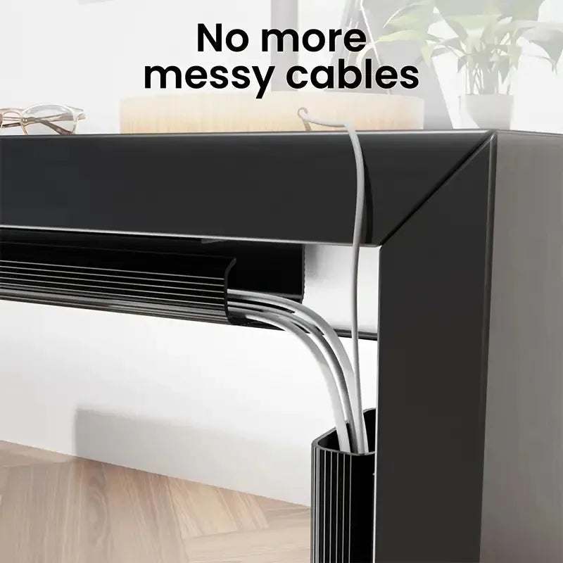 No-Drill Desk Cable Channel - Adhesive Under-Desk Cord Tray in White for Home Office Wiring, Everstock