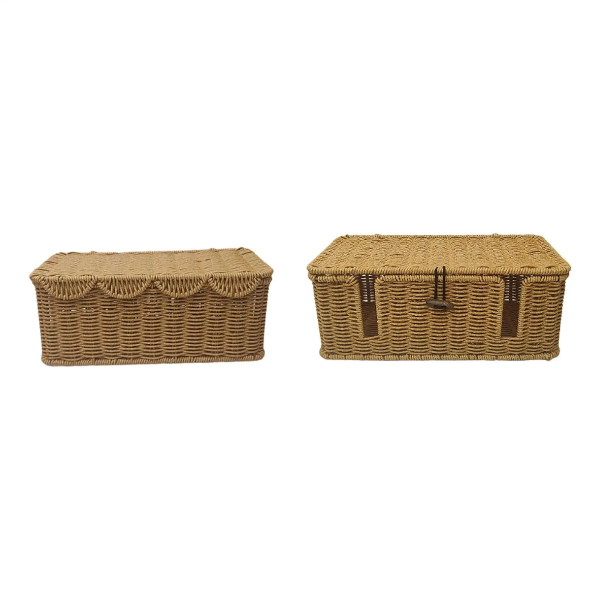 Cable Management Box - Handmade Rattan-Look Lidded Case for Power Strips and Loose Wires, Living Room, Everstock