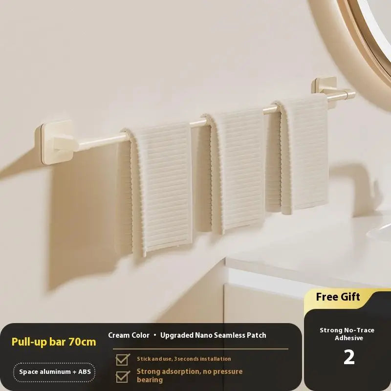 Two-Tier Towel Rack - Wall-Mounted Punch-Free Storage Shelf & Holder Bar for Bathroom, Everstock