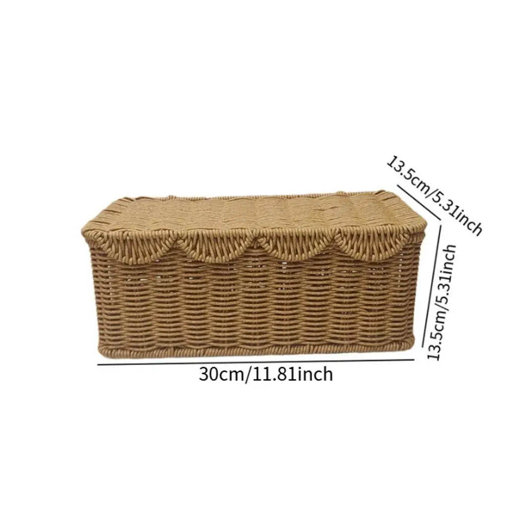 Cable Management Box - Handmade Rattan-Look Lidded Case for Power Strips and Loose Wires, Living Room, Everstock